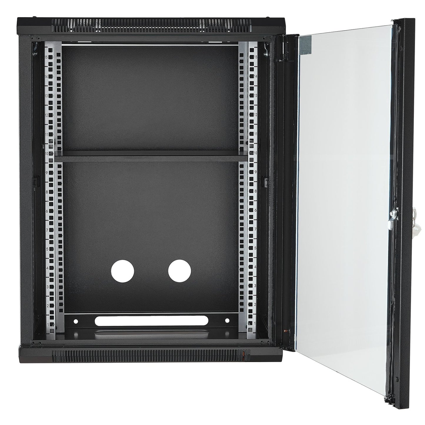 VEVOR 15U Wall Mount Network Cabinet, 226.8 kg Max. Ground Load Capacity, Server Rack Cabinet Enclosure with Locking Tempered Glass Door, Side Panels, Q235 Carbon Steel, for IT Equipment, A/V Devices