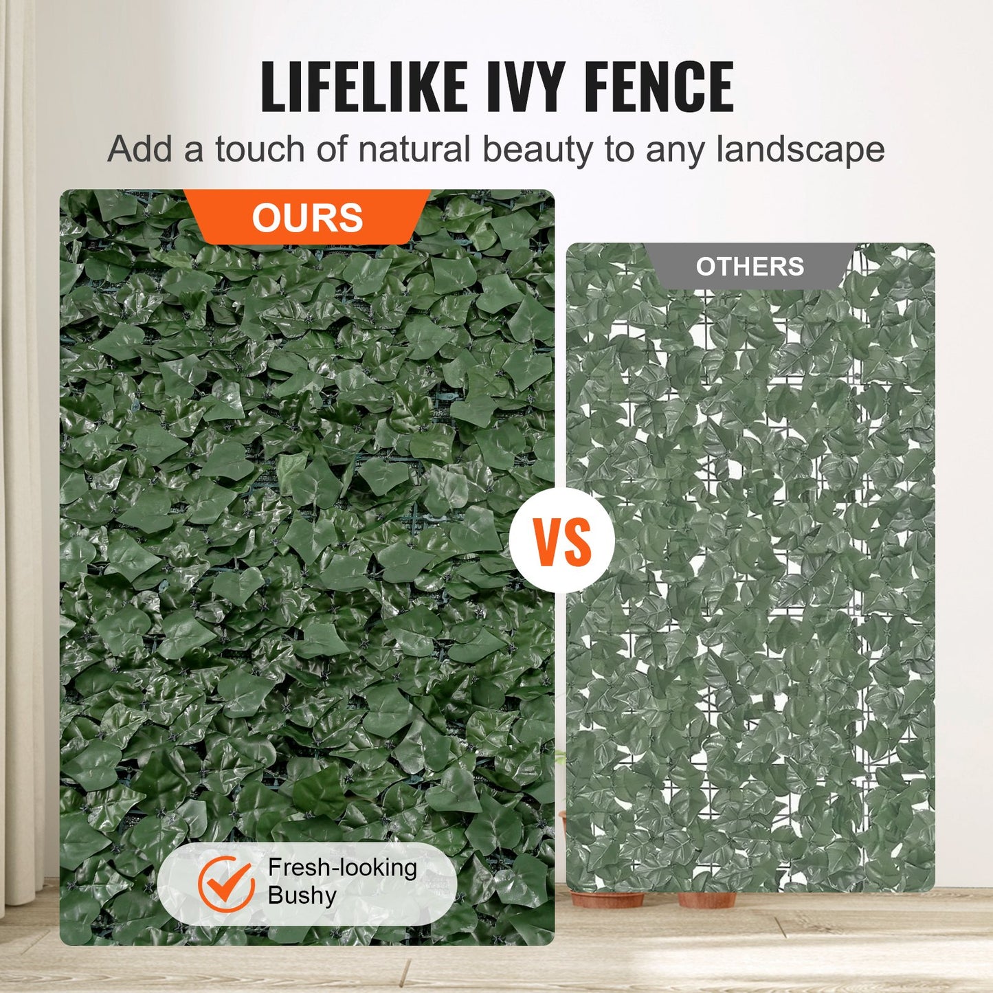 VEVOR Ivy Privacy Fence, 59 x 98 in Artificial Green Wall Screen, Greenery Ivy Fence with Mesh Cloth Backing and Strengthened Joint, Faux Hedges Vine Leaf Decoration for Outdoor Garden, Yard, Balcony