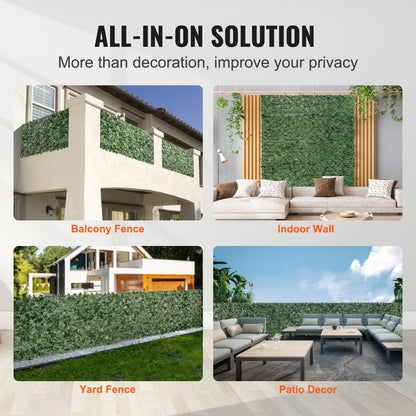 VEVOR Ivy Privacy Fence, 59 x 98 in Artificial Green Wall Screen, Greenery Ivy Fence with Mesh Cloth Backing and Strengthened Joint, Faux Hedges Vine Leaf Decoration for Outdoor Garden, Yard, Balcony