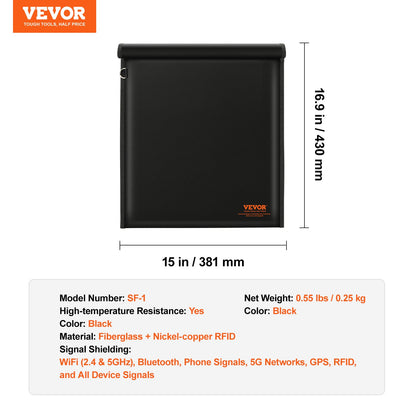 VEVOR Faraday Bag Signal Blocking Holder for Laptop & Tablets(16.9 x 15") Black