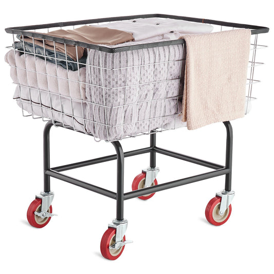 VEVOR Wire Laundry Cart Wire Laundry Basket 2.8 Bushel Heavy Duty w/ 4'' Wheels