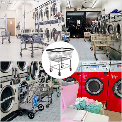 VEVOR Wire Laundry Cart Wire Laundry Basket 2.8 Bushel Heavy Duty w/ 4'' Wheels