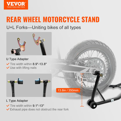 VEVOR Motorcycle Bike Stand Rear 850 LBS Forklift Spoolift Paddock Swingarm Lift