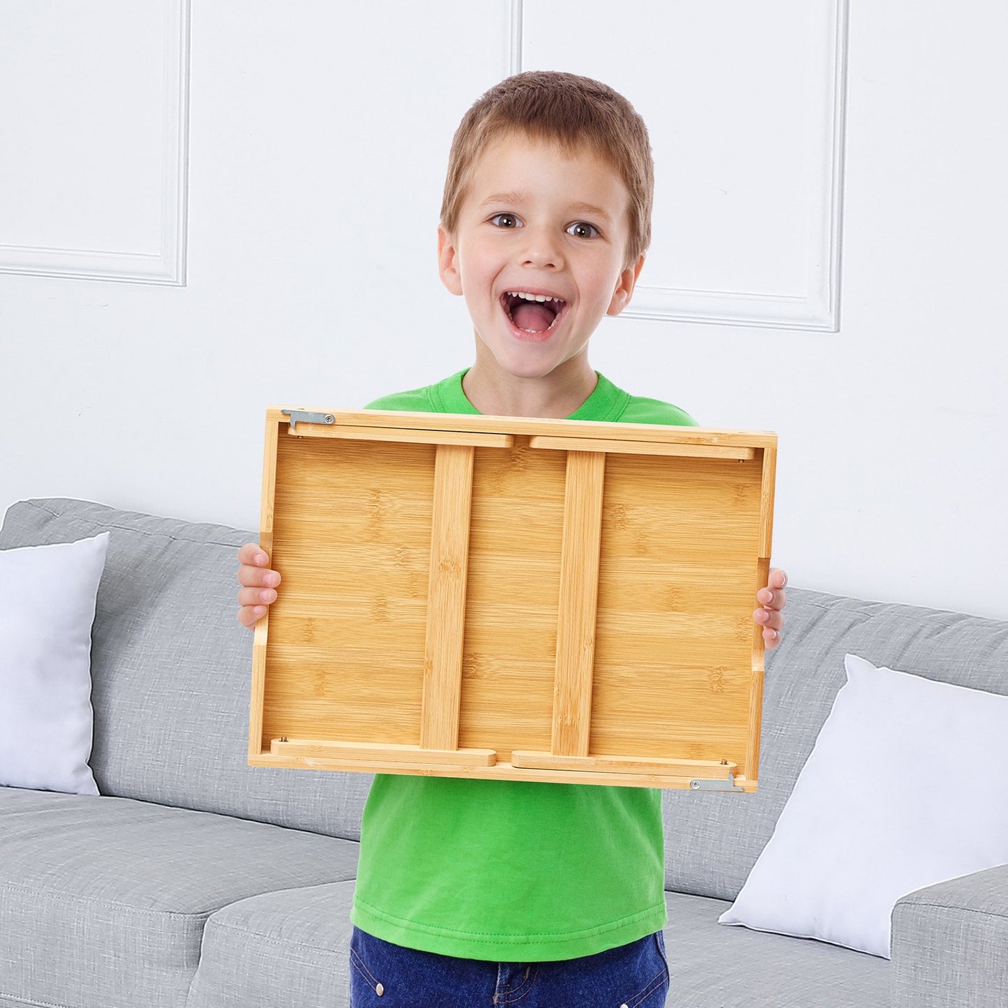 VEVOR Bed Tray Table with Foldable Legs, Bamboo Breakfast Tray for Sofa, Bed, Eating, Snacking, and Working, Folding Serving Laptop Desk Tray, Portable Food Snack Platter for Picnic, 40x28 cm