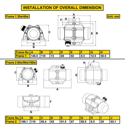 Vevor Concrete Vibrator, Motor Vibrating Motor, 220V 40W Single Phase 3000rpm AC Motor