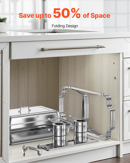 VEVOR 8 Qt 4 Pack Rectangle Chafing Dish Buffet Set Fullsize Pan Stainless Steel