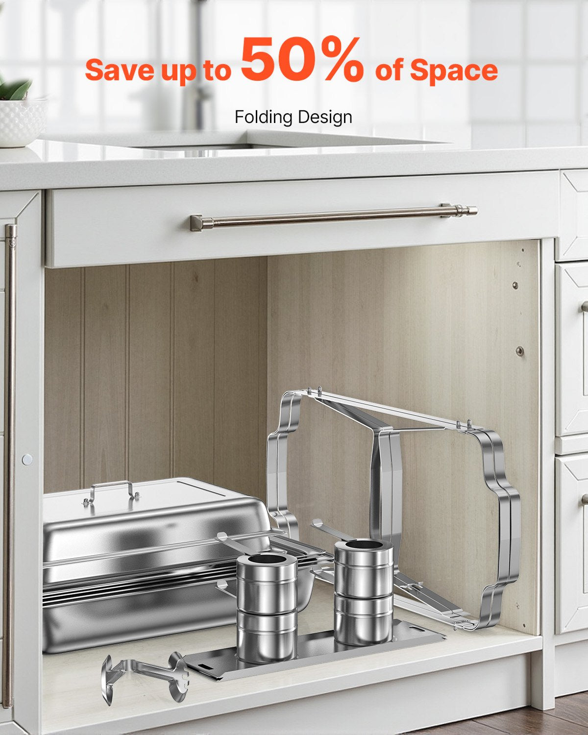 VEVOR 8 Qt 6 Pack Rectangle Chafing Dish Buffet Set Fullsize Pan Stainless Steel