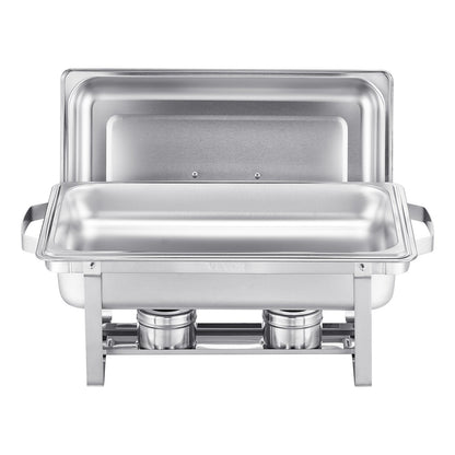 VEVOR 8 Qt 6 Pack Rectangle Chafing Dish Buffet Set Fullsize Pan Stainless Steel