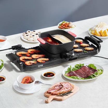 VEVOR Hot Pot with Grill 2300W 2-in-1 Electric Smokeless BBQ with Removable Pot