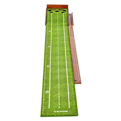VEVOR Golf Putting Mat, 5 Hole Indoor Golf Putting Green, Wrinkle-Free Golf Training Aid, Mini Golf Set  with Auto-Ball Return, Alignment Guide, 3 Ball, Wood Base, Game Practice Gift for Home Offic