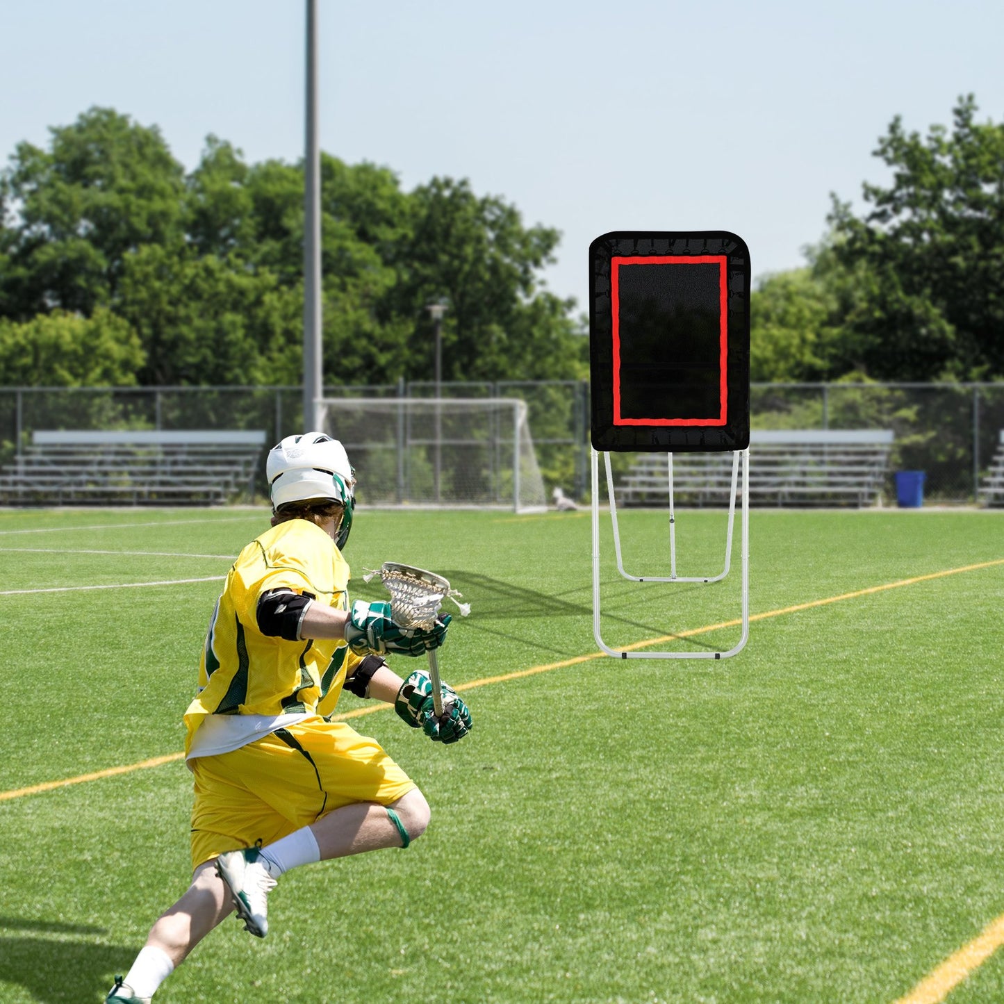 VEVOR Folding Lacrosse Rebounder for Backyard, 3x4 Ft Volleyball Bounce Back Net, Pitchback Throwback Baseball Softball Return Training Screen, Adjustable Angle Shooting Practice Training Wall, Black