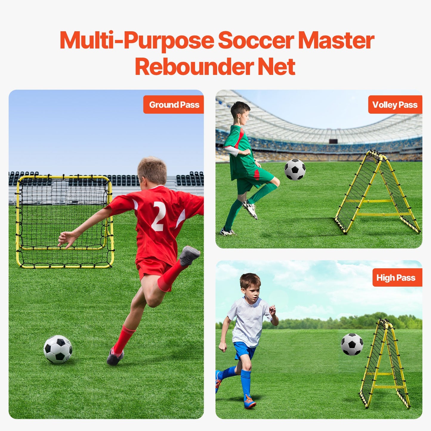 VEVOR 40"x35"x37" Soccer Rebounder Net Kick-Back Portable Football Training Gift