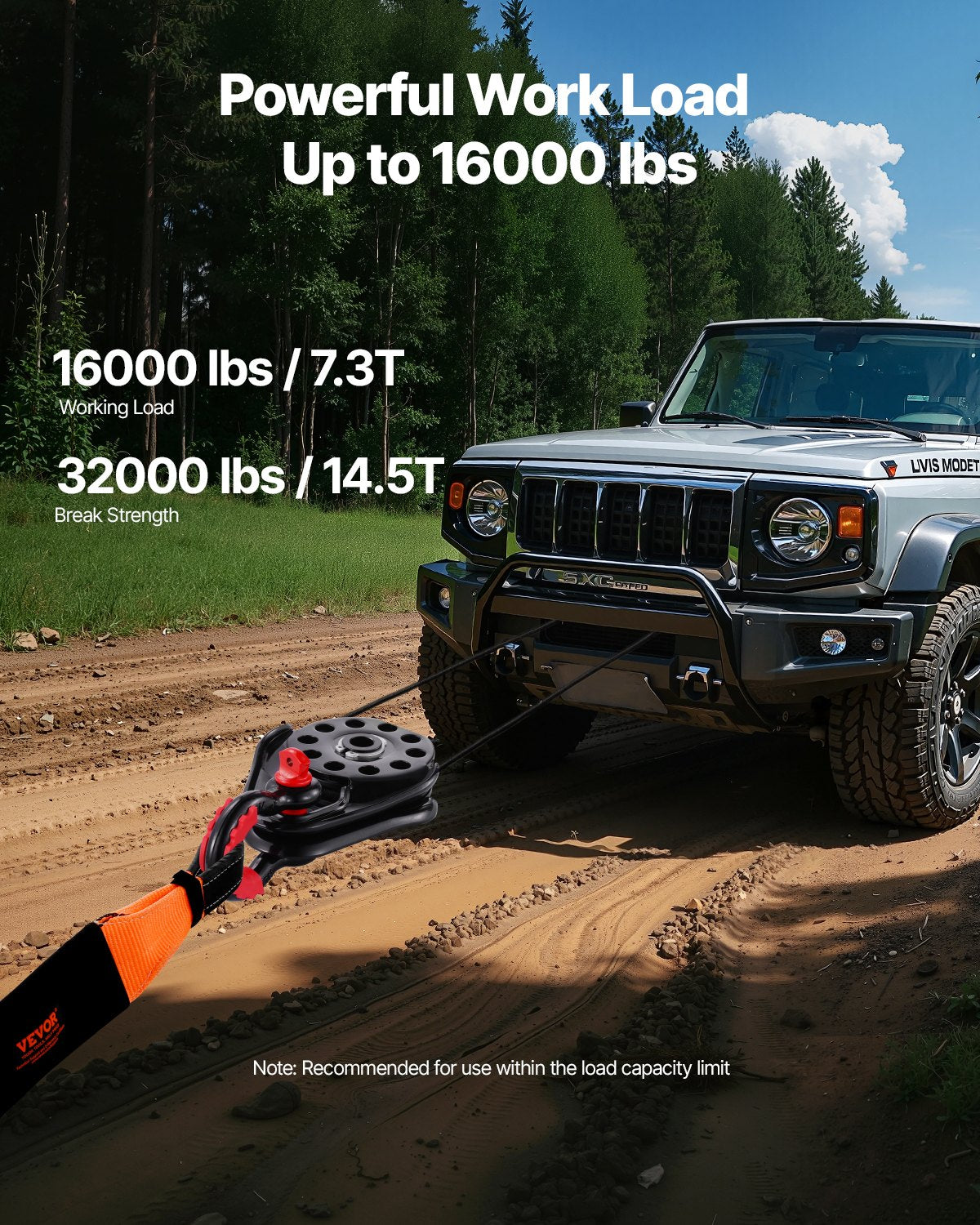 VEVOR 14.5 Ton Recovery Snatch Block Pulley Snatch 32,000 lbs Capacity ATV UTV