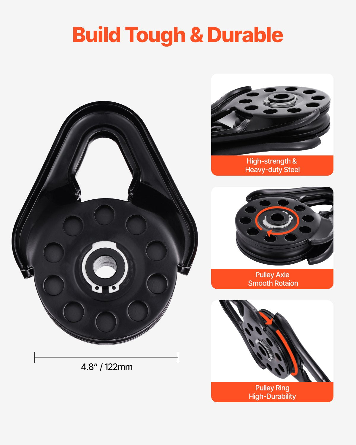 VEVOR 14.5 Ton Recovery Snatch Block Pulley Snatch 32,000 lbs Capacity ATV UTV