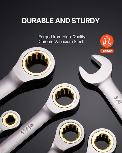 VEVOR Combination Wrench Set 24 PCS SAE 1/4" - 7/8" Metric 8-19mm Organizer Rack