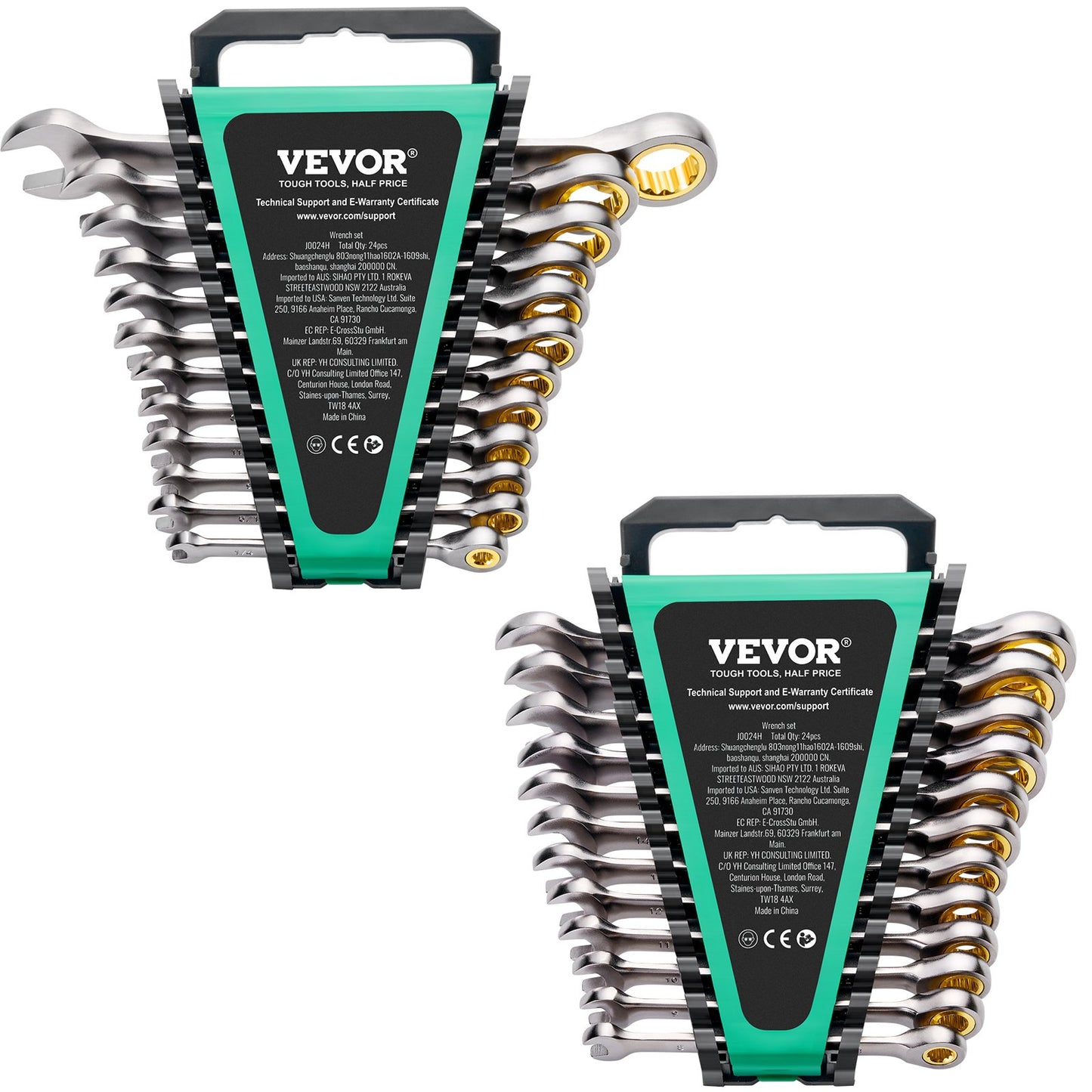 VEVOR Combination Wrench Set 24 PCS SAE 1/4" - 7/8" Metric 8-19mm Organizer Rack