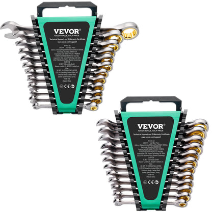 VEVOR Combination Wrench Set 24 PCS SAE 1/4" - 7/8" Metric 8-19mm Organizer Rack