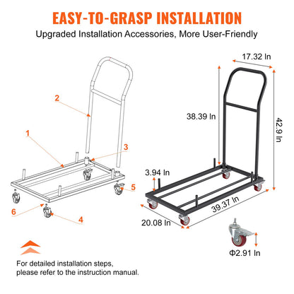 VEVOR 12 Chairs Folding Chair Storage Dolly Folding Chairs Rack Heavy Duty Iron