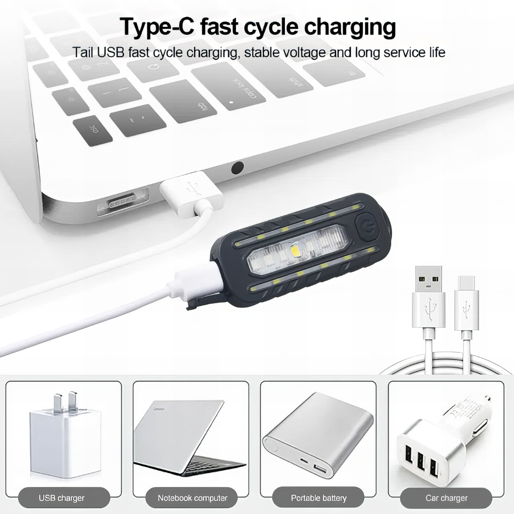 LED Red White & Blue Flashing Chest Clip Strobe Light