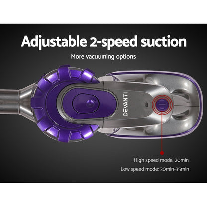 Devanti Handheld Vacuum Cleaner Cordless Roller Brush Head 150W Purple