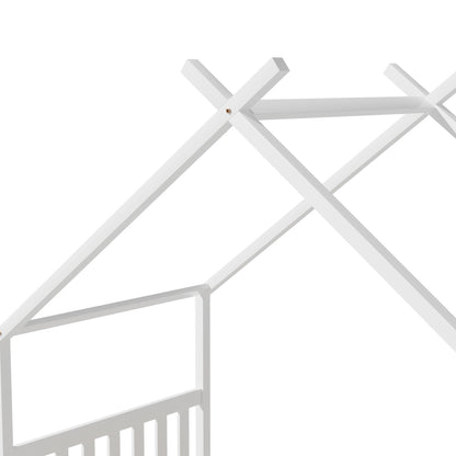 Artiss Bed Frame Wooden Base Kids Single Timber House Beds White