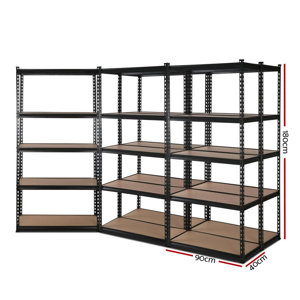 Giantz 5x1.8M Garage Shelving Warehouse Rack Pallet Racking Storage Shelve Black