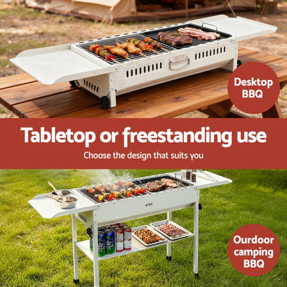 Grillz Portable BBQ Grill w/ Stainless Steel Racks & Pans for Outdoor