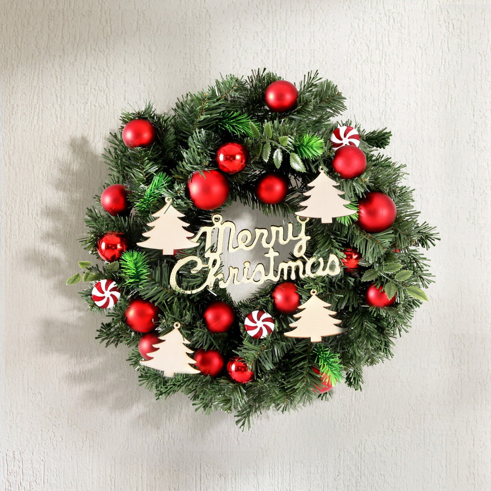 Jingle Jollys Christmas Wreath 40CM Xmas Garland Baubles Ornaments Party Decor