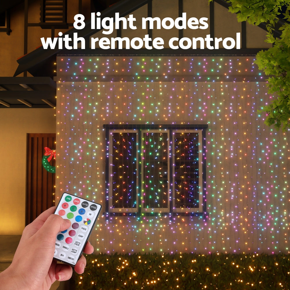 Jingle Jollys 6X3M Christmas Lights Curtain String Light 960 LED RGB Remote