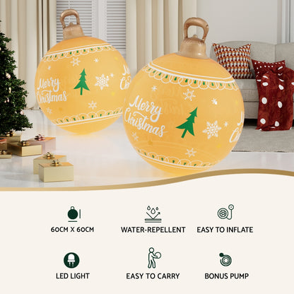 Jingle Jollys Christmas Inflatable Ball Led  60cm Decoration Giant Bauble Gold