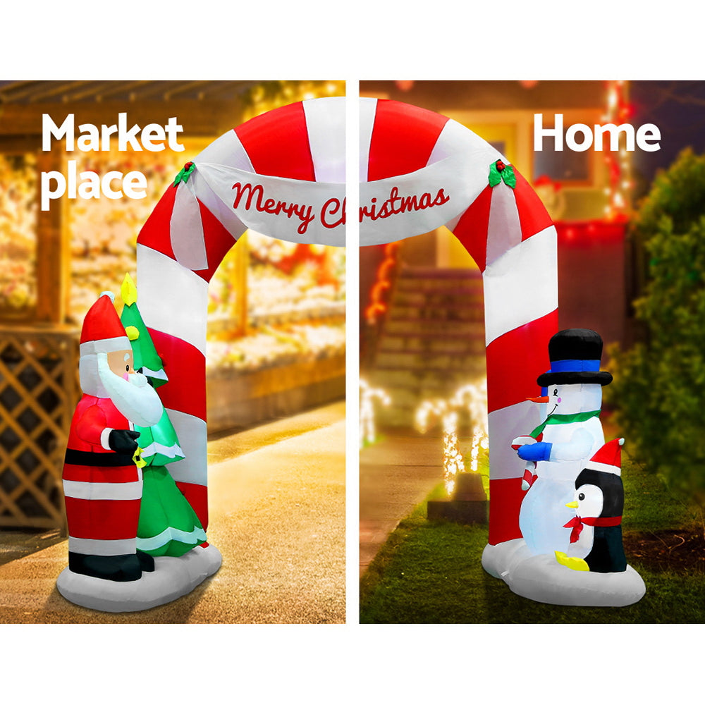 Jingle Jollys Christmas Inflatable Archwary Santa 3M Illuminated Decorations