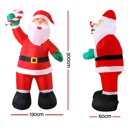 Jingle Jollys Christmas Inflatable Santa 3M Illuminated Decorations