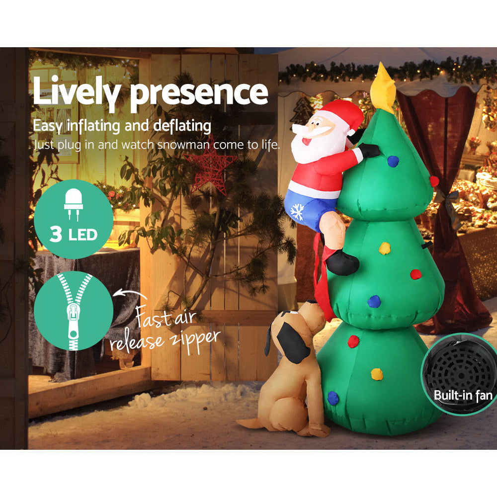 Jingle Jollys Christmas Inflatable Santa Tree 1.8M Illuminated Decorations