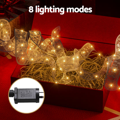 Jingle Jollys 20M Christmas Lights Fairy Ribbon Light 200 LED Xmas Decor Warm