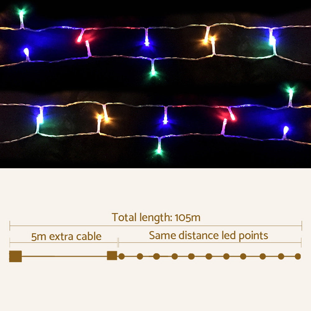 Jingle Jollys 50M Christmas Lights String Light 500 LED Colourful